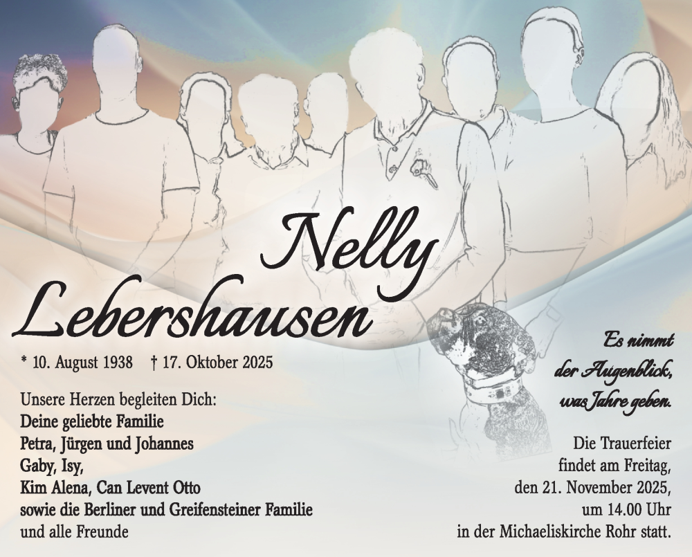  Traueranzeige für Nelly Lebershausen vom 15.11.2025 aus Südthüringer Presse