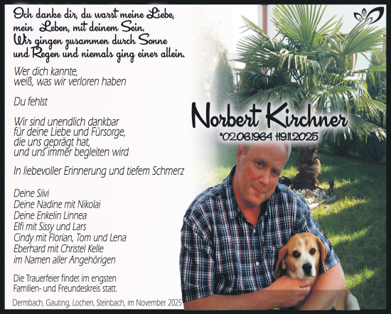 Traueranzeige von Norbert Kirchner von Südthüringer Presse