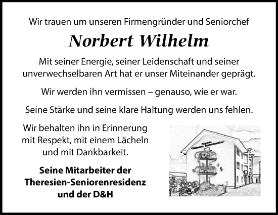 Traueranzeige von Norbert Wilhelm von Südthüringer Presse
