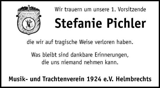 Traueranzeige von Stefanie Pichler von Frankenpost