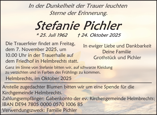 Traueranzeige von Stefanie Pichler von Frankenpost