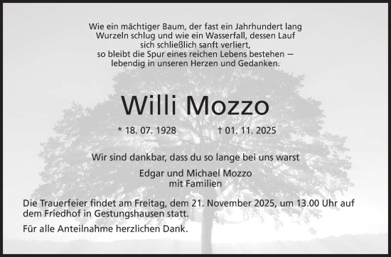 Traueranzeige von Willi Mozzo von Neue Presse Coburg
