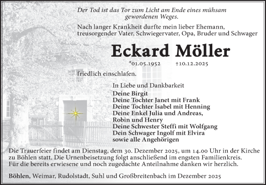 Traueranzeige von Eckard Möller von Südthüringer Presse