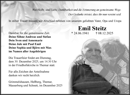 Traueranzeige von Emil Steitz von Südthüringer Presse