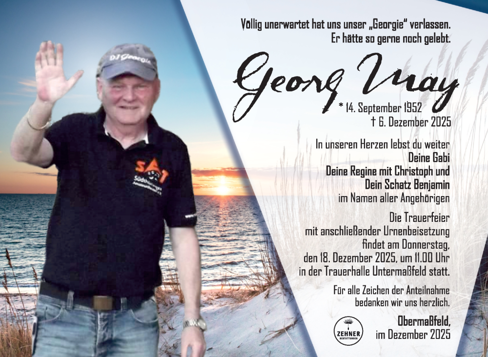  Traueranzeige für Georg May vom 13.12.2025 aus Südthüringer Presse