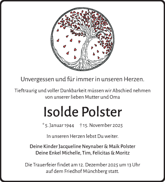 Traueranzeige von Isolde Polster von Frankenpost
