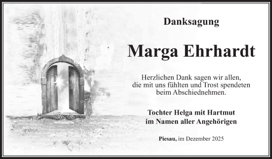 Traueranzeige von Marga Ehrhardt von Südthüringer Presse
