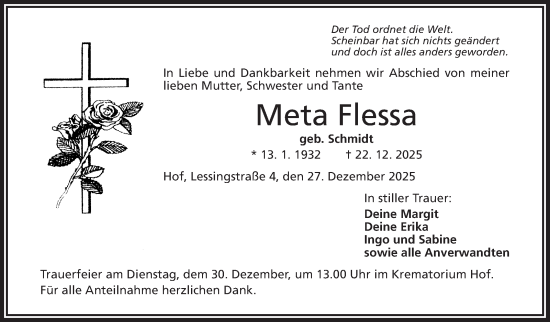 Traueranzeige von Meta Flessa von Frankenpost