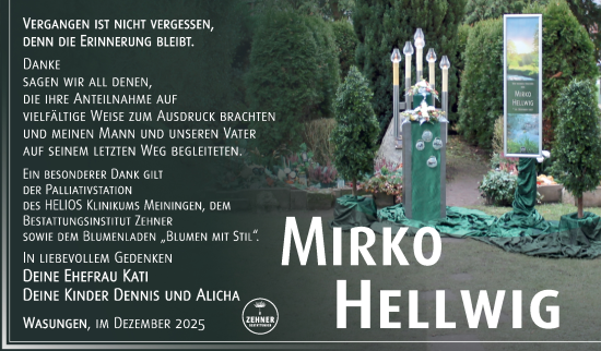 Traueranzeige von Mirko Hellwig von Südthüringer Presse