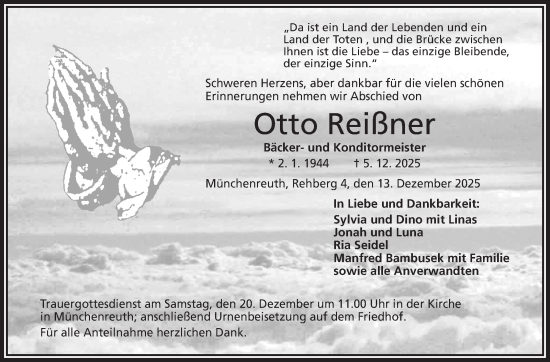 Traueranzeige von Otto Reißner von Frankenpost