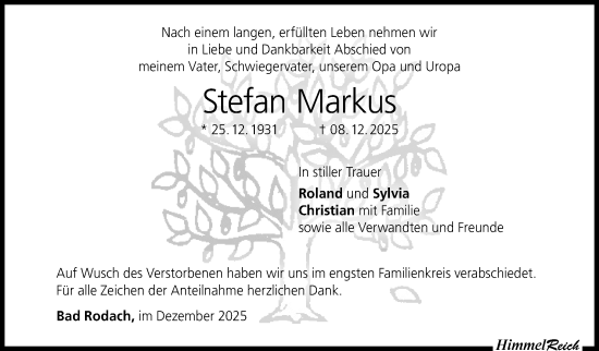 Traueranzeige von Stefan Markus von Neue Presse Coburg