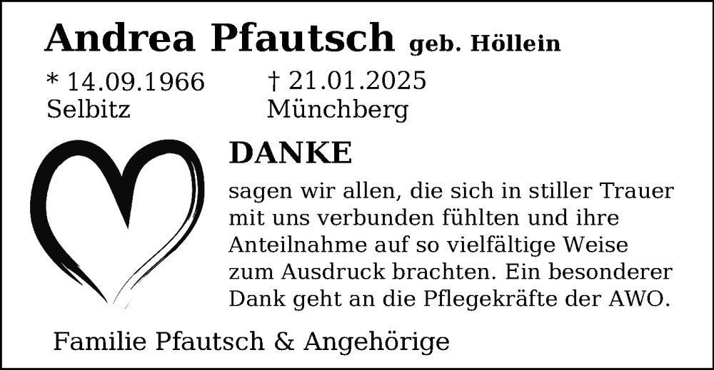  Traueranzeige für Andrea Pfautsch vom 01.03.2025 aus Frankenpost