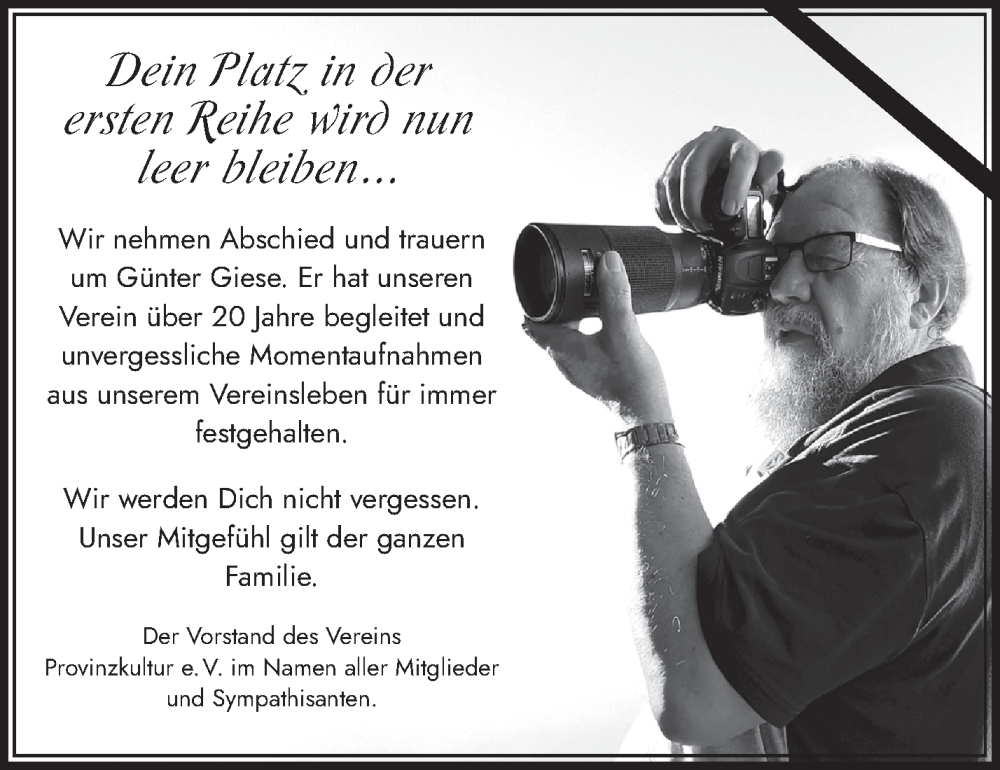  Traueranzeige für Günter Giese vom 08.02.2025 aus Südthüringer Presse