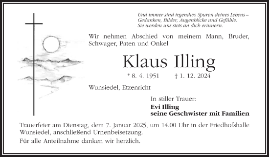 Traueranzeige von Klaus Illing von Frankenpost