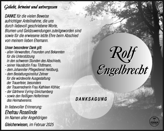 Traueranzeige von Rolf Engelhardt von Südthüringer Presse