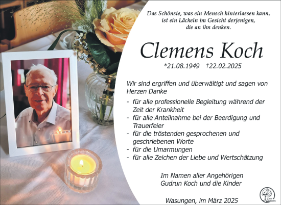 Traueranzeige von Clemens Koch von Südthüringer Presse