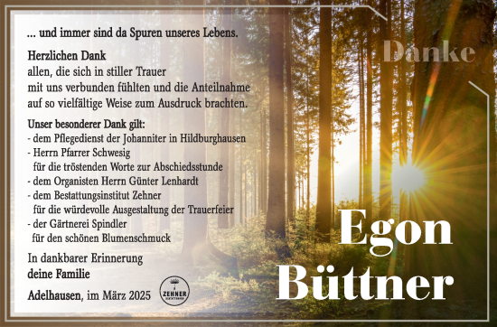 Traueranzeige von Egon Büttner von Südthüringer Presse
