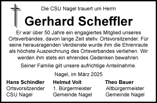 Traueranzeige von Gerhard Scheffler von Frankenpost