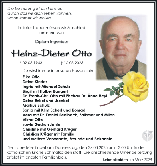 Traueranzeige von Heinz-Dieter Otto von Südthüringer Presse