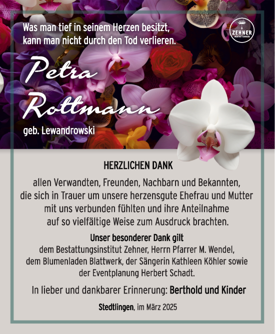 Traueranzeige von Petra Rottmann von Südthüringer Presse