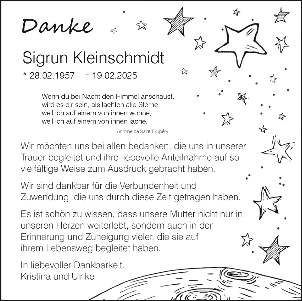  Traueranzeige für Sigrun Kleinschmidt vom 29.03.2025 aus Südthüringer Presse