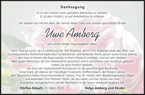Traueranzeige von Uwe Amberg von Neue Presse Coburg