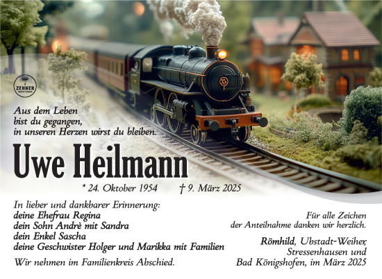 Traueranzeige von Uwe Heilmann von Südthüringer Presse
