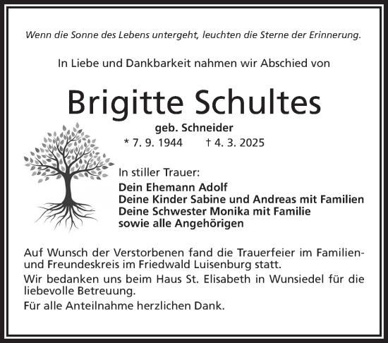 Traueranzeige von Brigitte Schultes von Frankenpost