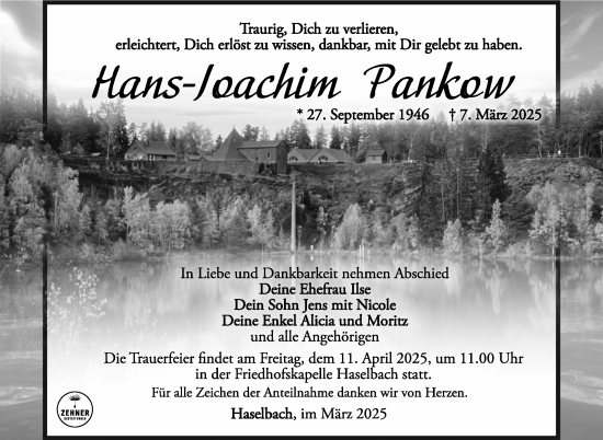 Traueranzeige von Hans-Joachim Pankow von Südthüringer Presse