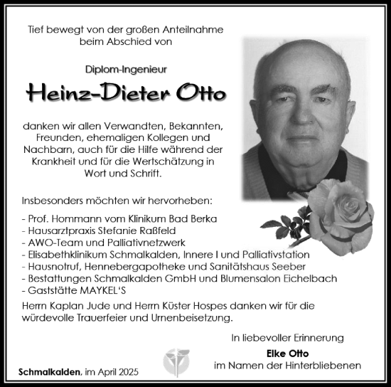 Traueranzeige von Heinz-Dieter Otto von Südthüringer Presse