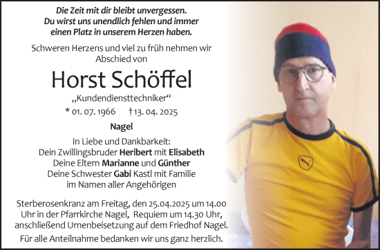 Traueranzeige von Horst Schöffel von Frankenpost