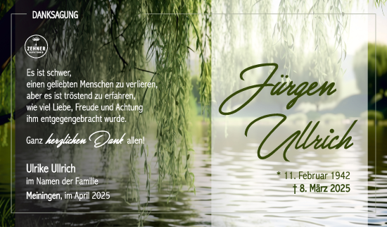 Traueranzeige von Jürgen Ullrich von Südthüringer Presse