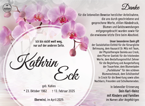 Traueranzeige von Kathrin Eck von Südthüringer Presse