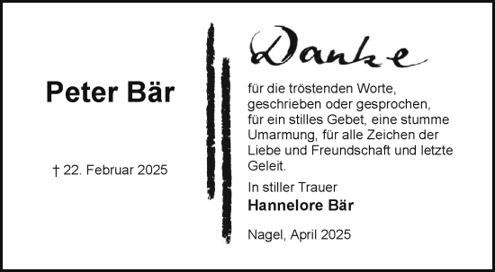Traueranzeige von Peter Bär von Neue Presse Coburg