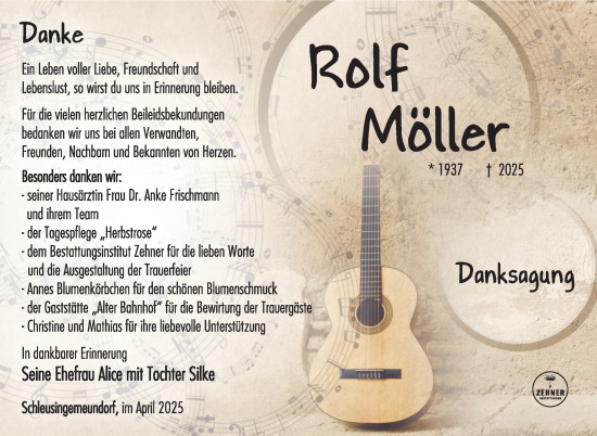 Traueranzeige von Rolf Möller von Südthüringer Presse