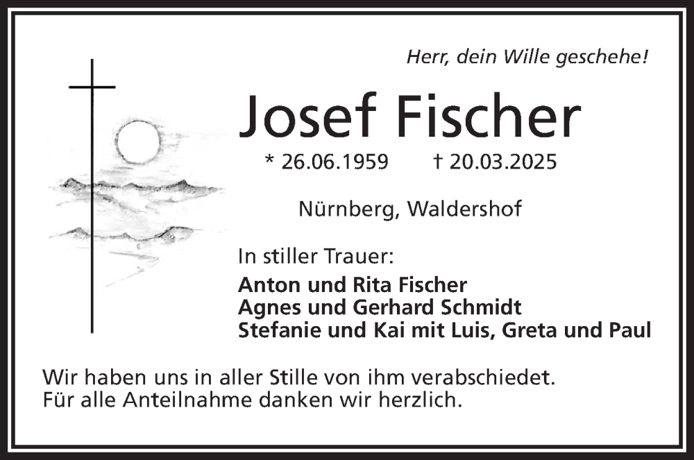  Traueranzeige für Josef Fischer vom 10.05.2025 aus Frankenpost