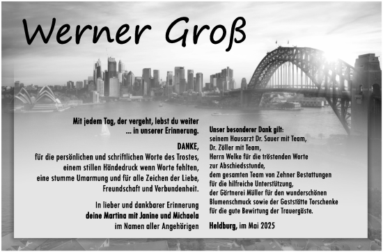 Traueranzeige von Werner Groß von Südthüringer Presse