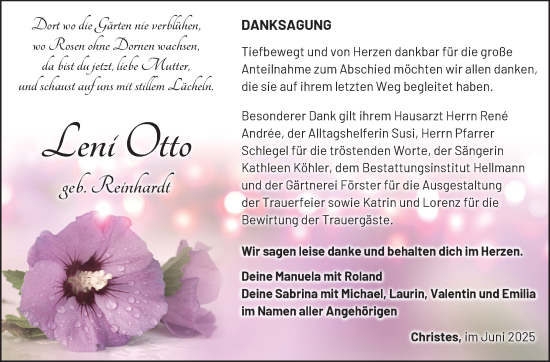 Traueranzeige von Leni Otto von Südthüringer Presse