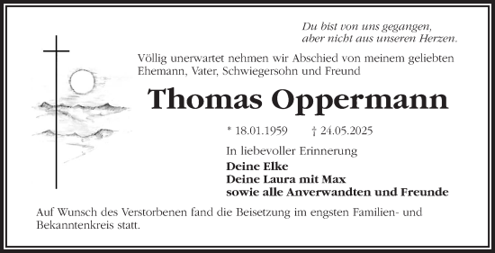 Traueranzeige von Thomas Oppermann von Frankenpost