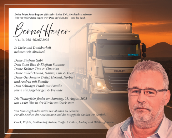 Traueranzeige von Bernd Heuer von Südthüringer Presse