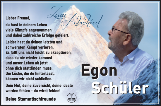 Traueranzeige von Egon Schüler von Südthüringer Presse