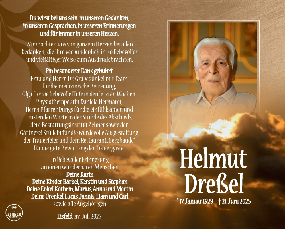  Traueranzeige für Helmut Dreßel vom 26.07.2025 aus Südthüringer Presse