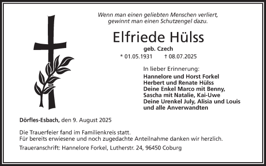 Traueranzeige von Elfriede Hülss von Neue Presse Coburg