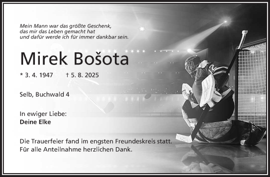 Traueranzeige von Mirek Bosota von Frankenpost