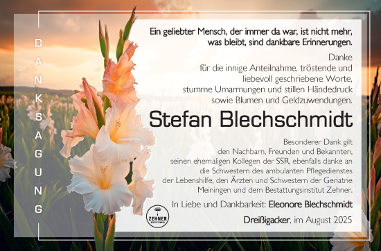 Traueranzeige von Stefan Blechschmidt von Südthüringer Presse