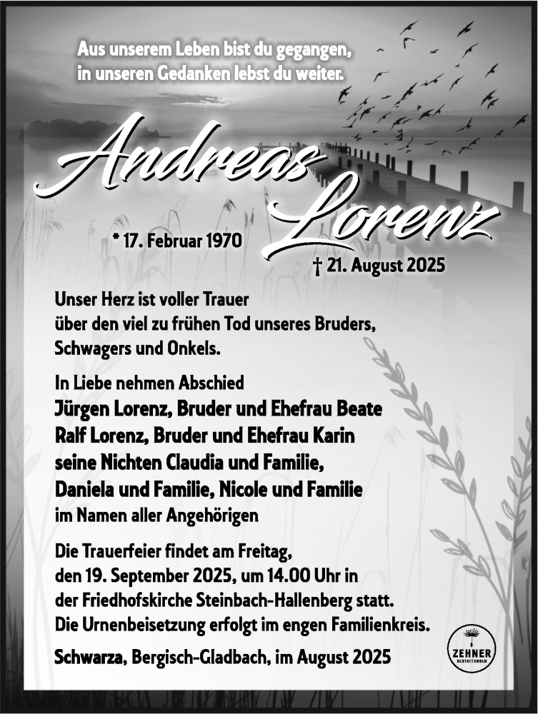  Traueranzeige für Andreas Lorenz vom 12.09.2025 aus Südthüringer Presse