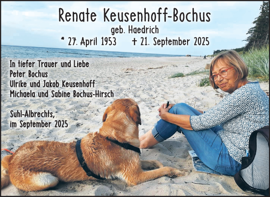 Traueranzeige von Renate Keusenhoff-Bochus von Südthüringer Presse