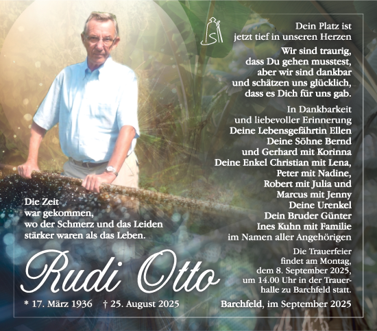 Traueranzeige von Rudi Otto von Südthüringer Presse