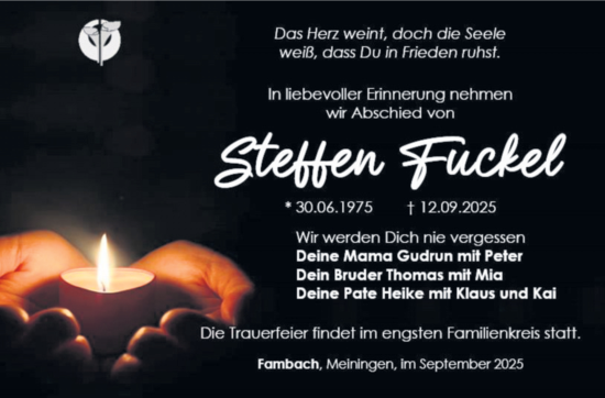 Traueranzeige von Steffen Fuckel von Südthüringer Presse