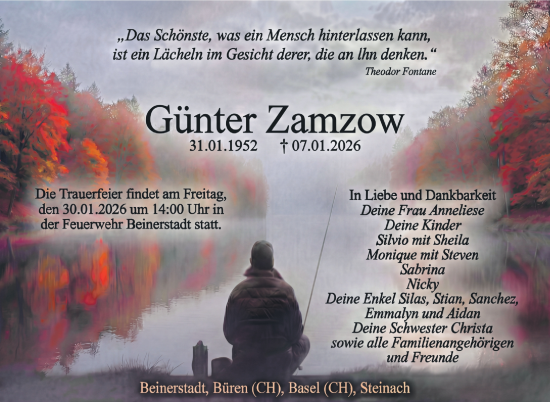 Traueranzeige von Günter Zamzow von Südthüringer Presse
